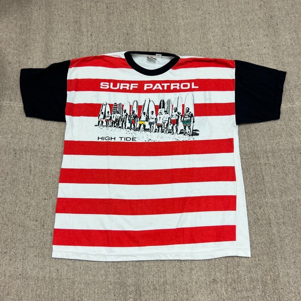 Vintage Wilson High Tide Shirt Mens Large Red 1990s Surfing Striped